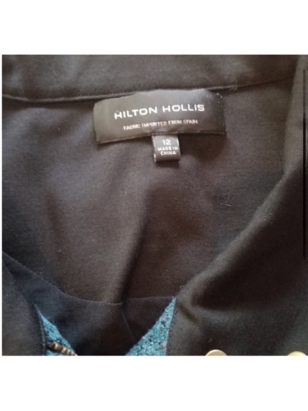 Hilton Hollis Jacket zip up ombre black teal wool blend size twelve - Picture 4 of 9
